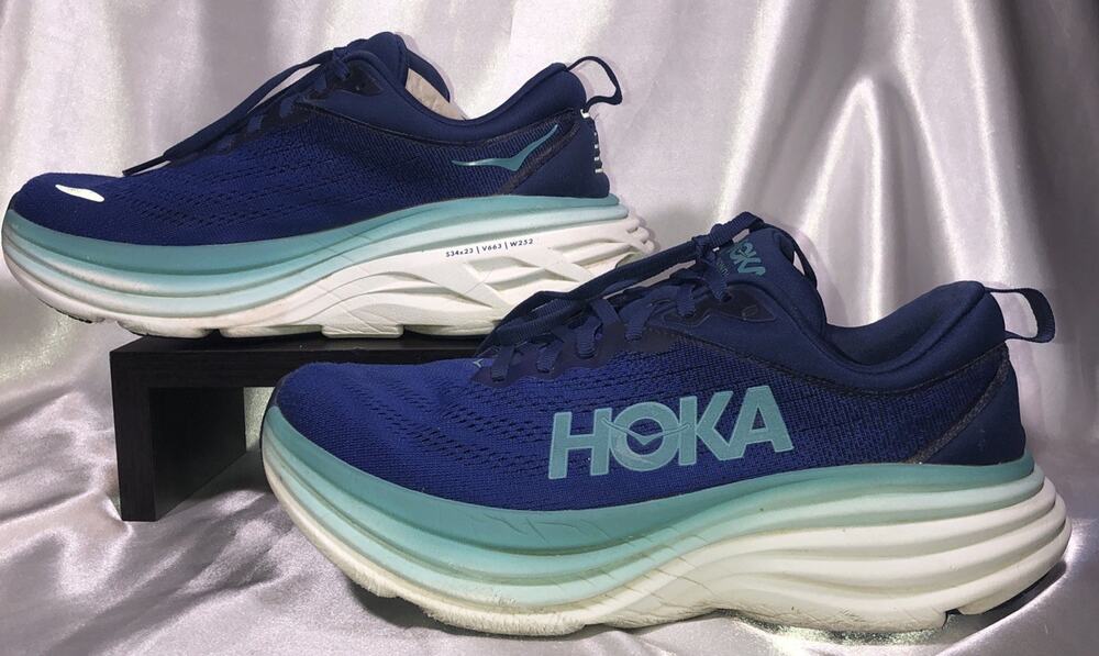 Hoka One One Bondi 8 Running Shoes Blue Womens Size 8B